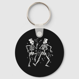 Funny Nurse Dancing Skeleton Halloween Skeleton Co Keychain