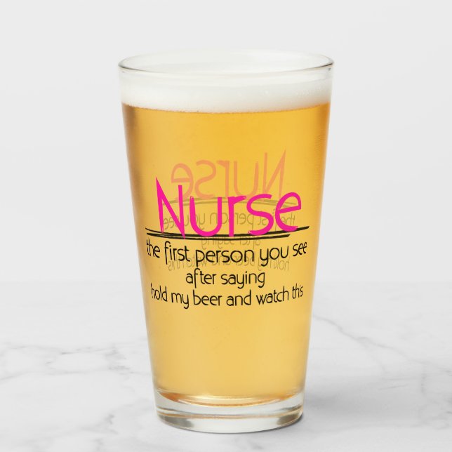 Funny Nurse et mot bière verre (Devant (rempli))