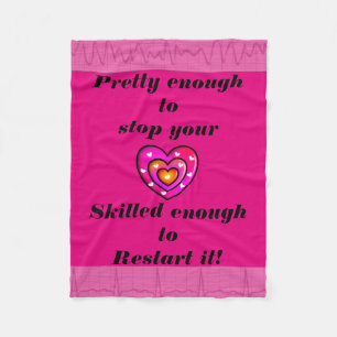 Funny Nurse Fleece Blanket Pink