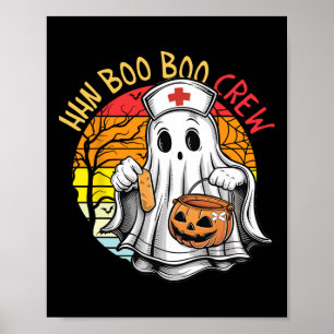 Funny Nurse Ghost Hhn Boo Boo Crew Halloween Costu Poster