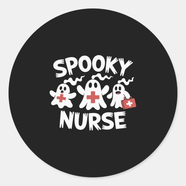 Funny Nurse Halloween Classic Round Sticker (Front)