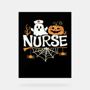 Funny Nurse Halloween Ghost Design Essential T-Shi Acrylic Sign
