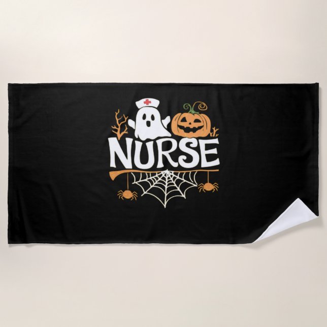 Funny Nurse Halloween Ghost Design Essential T-Shi Beach Towel (Front)