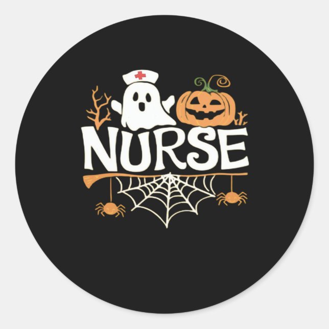 Funny Nurse Halloween Ghost Design Essential T-Shi Classic Round Sticker (Front)