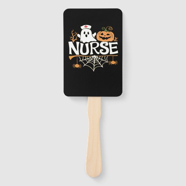 Funny Nurse Halloween Ghost Design Essential T-Shi Hand Fan (Front)