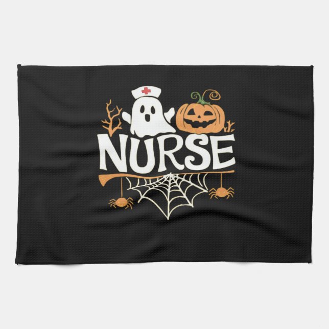 Funny Nurse Halloween Ghost Design Essential T-Shi Kitchen Towel (Horizontal)