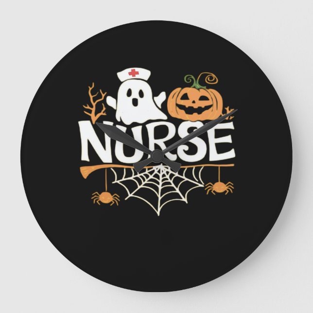 Funny Nurse Halloween Ghost Design Essential T-Shi Large Clock (Front)