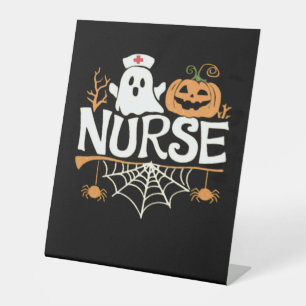Funny Nurse Halloween Ghost Design Essential T-Shi Pedestal Sign