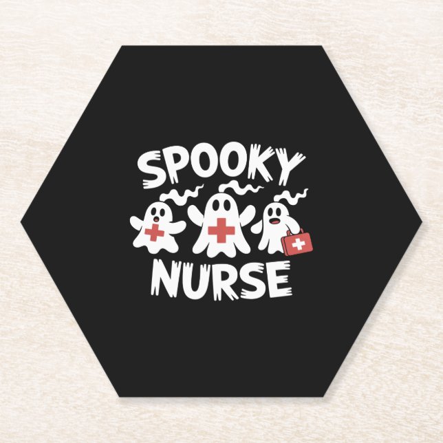 Funny Nurse Halloween Paper Coaster (Front)