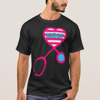 Funny Nurse Heart Stethoscope  Love Nursing RN LPN T-Shirt