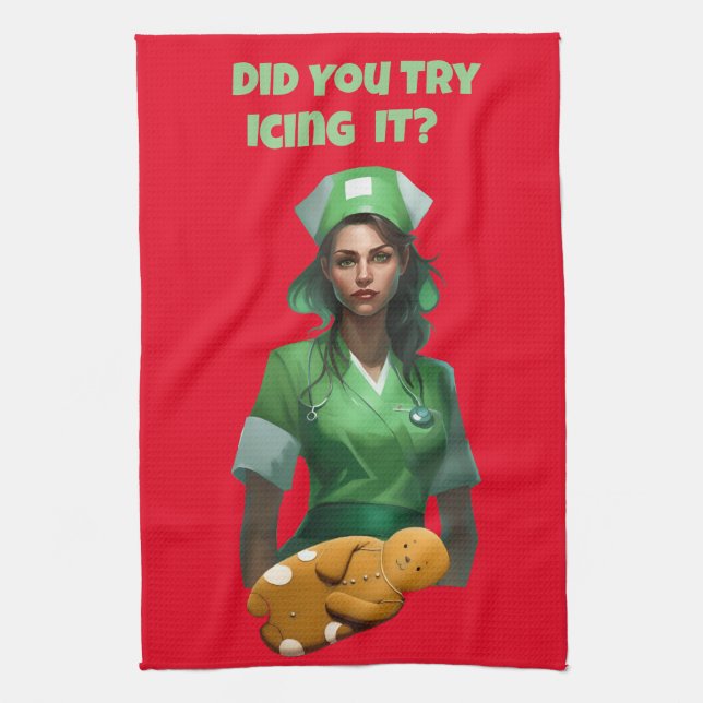 Funny Nurse Icing It Thunder_Cove Kitchen Towel (Vertical)