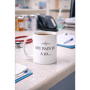 Funny Nurse Mug “Pain is a 10” Custom Name RN Gift
