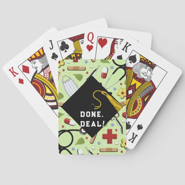 Funny Nurse Nursing School Grad Playing Cards (Back)