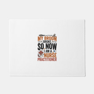 Funny Nurse Practitioner Witch Halloween Design_1 Doormat