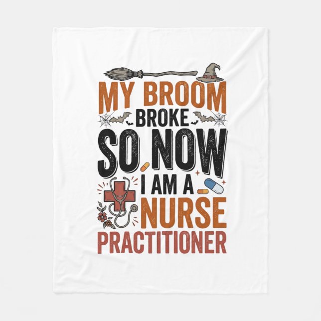 Funny Nurse Practitioner Witch Halloween Design_1 Fleece Blanket (Front)