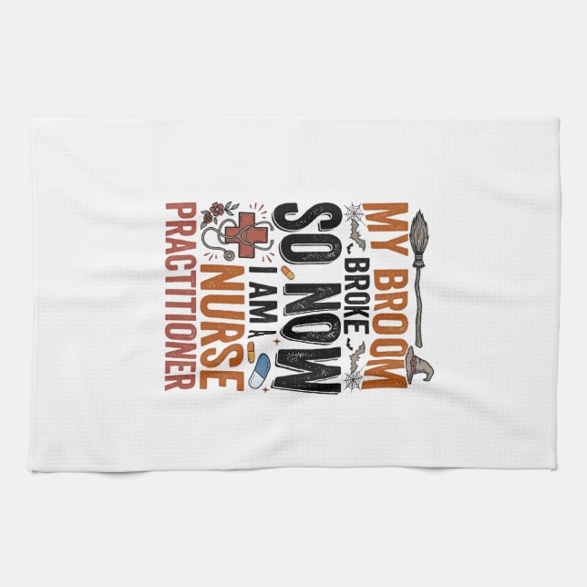 Funny Nurse Practitioner Witch Halloween Design_1 Kitchen Towel (Horizontal)