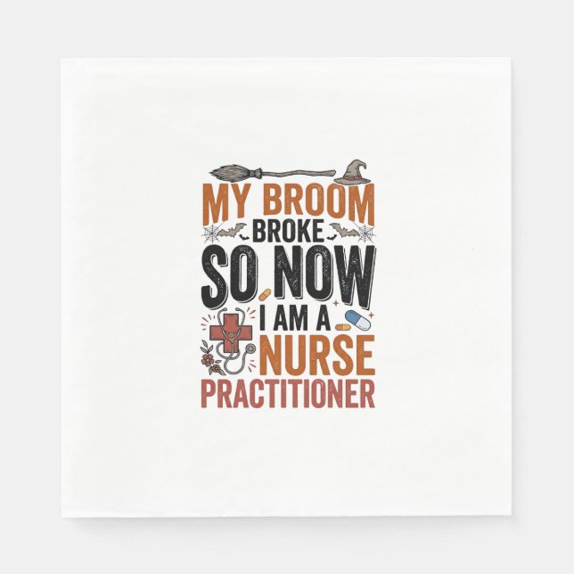 Funny Nurse Practitioner Witch Halloween Design_1 Napkin (Front)