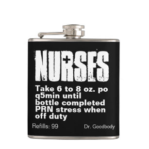 Funny Nurse Prescription Black Vinyl Wrapped Flask