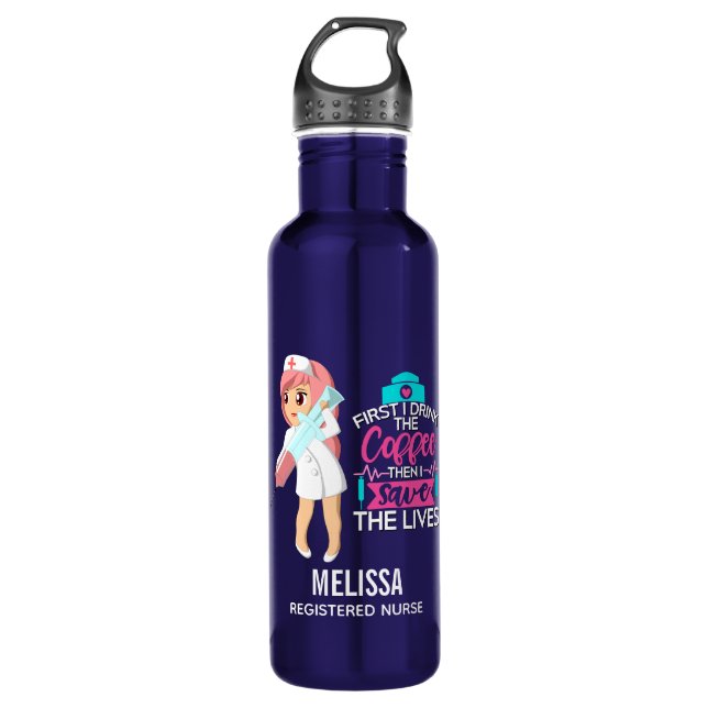 Funny Nurse Saying Typography Hypodermic Needle 710 Ml Water Bottle (Front)