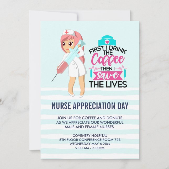 Funny Nurse Saying Typography Nurses Day Invitation (Front)