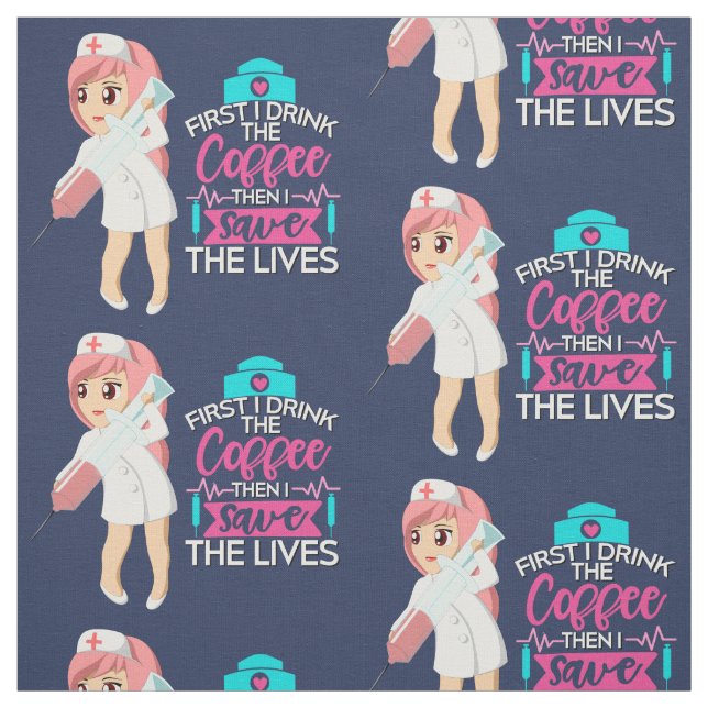 Funny Nurse Saying with Big Hypodermic Needle Fabric (Swatch)