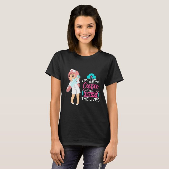 Funny Nurse Saying with Big Hypodermic Needle T-Shirt (Front Full)
