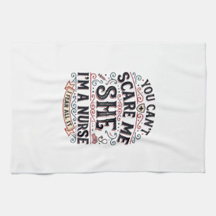 Funny Nurse Scare Me Vintage Halloween Shirt Desig Kitchen Towel