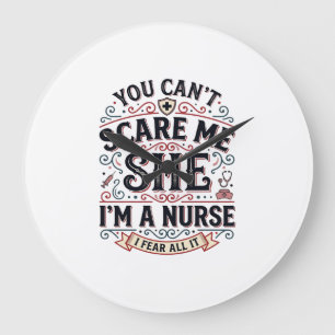 Funny Nurse Scare Me Vintage Halloween Shirt Desig Large Clock
