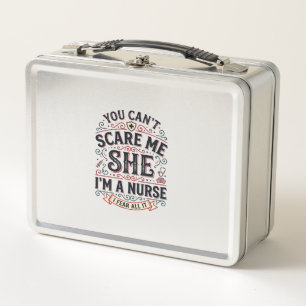 Funny Nurse Scare Me Vintage Halloween Shirt Desig Metal Lunch Box