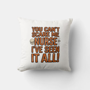 Funny Nurse Seen It All Vintage Halloween Design_1 Throw Pillow