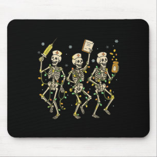 Funny Nurse Skeleton Christmas Light Dance Stethos Mouse Pad