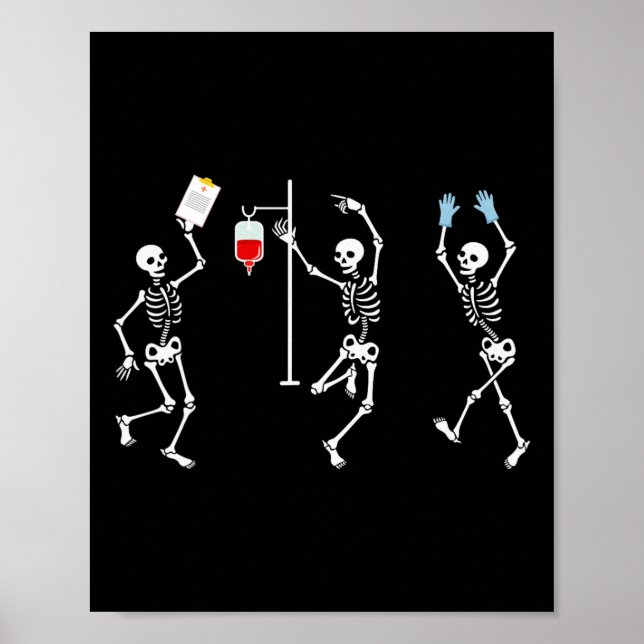 Funny Nurse Skeleton Halloween Skeleton Costume  Poster (Front)