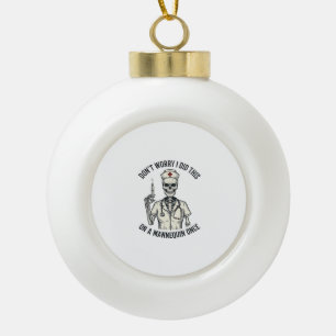 Funny Nurse Skeleton Syringe Vintage Engraving Des Ceramic Ball Christmas Ornament