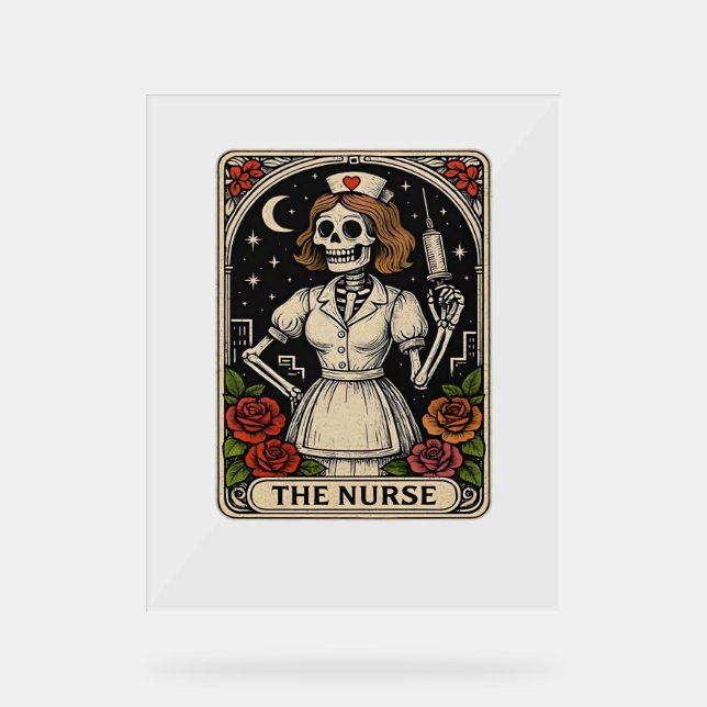 Funny Nurse Skeleton Tarot Card Halloween Nurse (Recto)