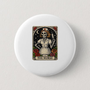 Funny Nurse Skeleton Tarot Card Halloween Nursing  2 Inch Round Button