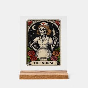 Funny Nurse Skeleton Tarot Card Halloween Nursing Acrylic Sign