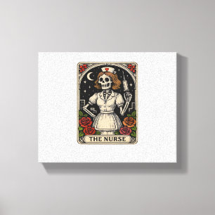 Funny Nurse Skeleton Tarot Card Halloween Nursing Canvas Print