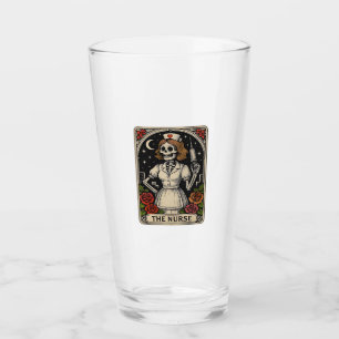 Funny Nurse Skeleton Tarot Card Halloween Nursing  Glass