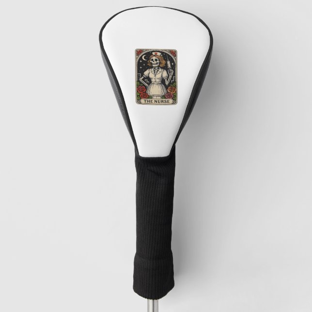 Funny Nurse Skeleton Tarot Card Halloween Nursing  Golf Head Cover (Front)