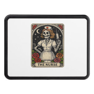 Funny Nurse Skeleton Tarot Card Halloween Nursing  Trailer Hitch Cover