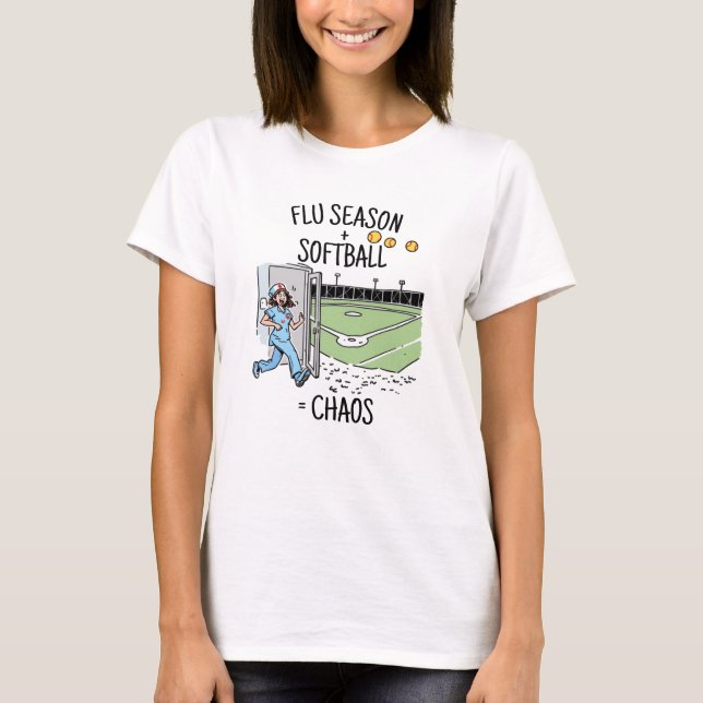 Funny Nurse Softball Mom T-Shirt (Front)