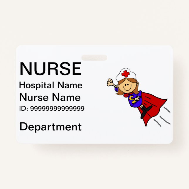 Funny Nurse Superhero ID Badge (Front)