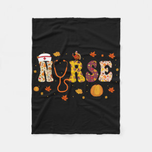 Funny Nurse Turkey Thanksgiving Scrub Top Fall Fleece Blanket
