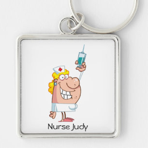 Funny Nurse-with-syringe shot Keychain