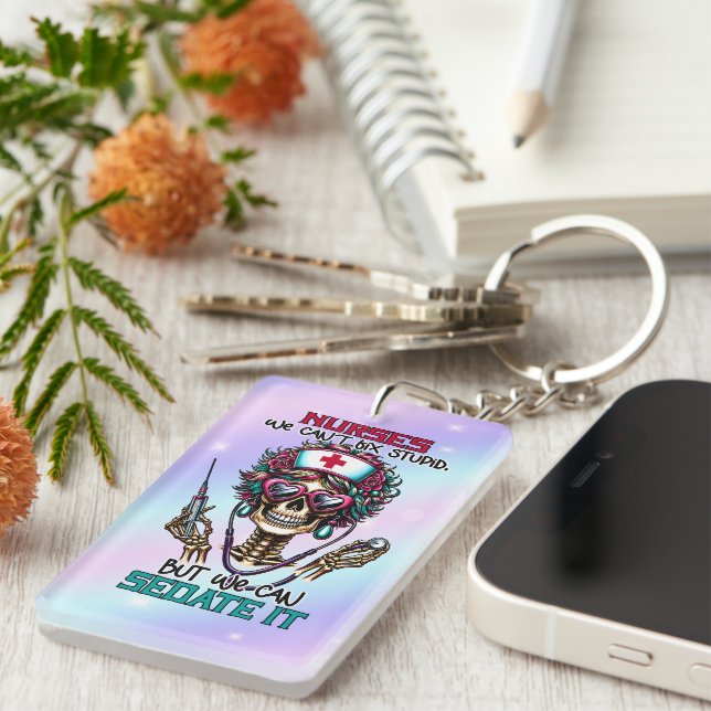 Funny Nurse word art  Keychain (Front Right)