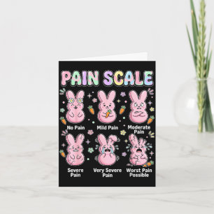 Funny nursing bunny eggs medical pain scale easter card