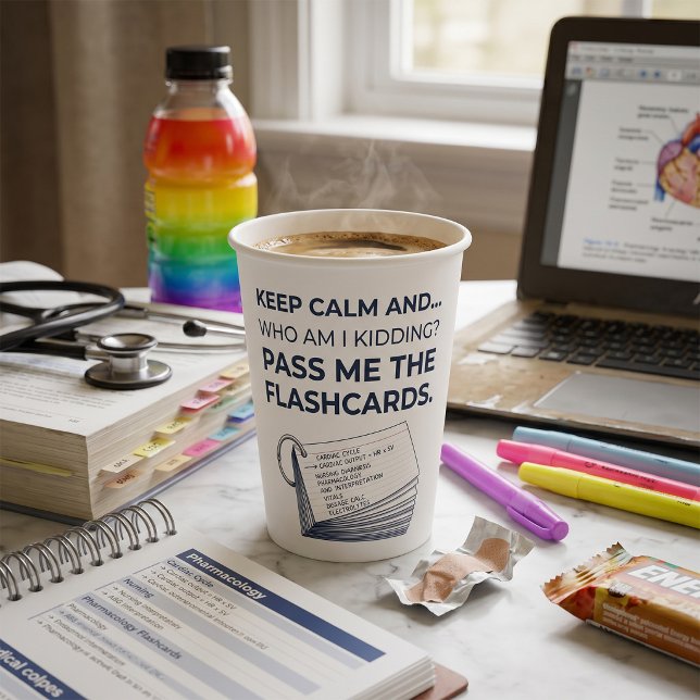 Funny Nursing Student Study Flashcards Paper Cups (Creator Uploaded)