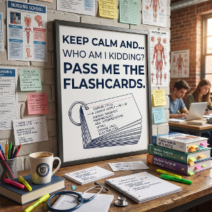 Funny Nursing Student Study Flashcards Poster