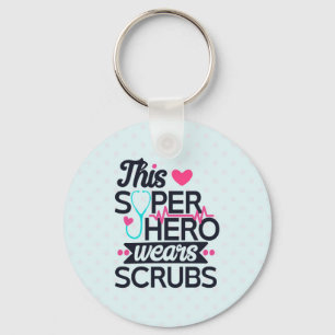 Funny Nursing Superhero Saying Typography Keychain