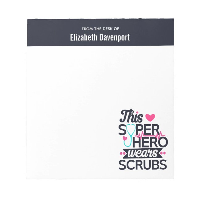 Funny Nursing Superhero Saying Typography Notepad (Front)